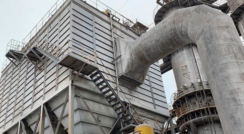 Перенос пылесборника печи для обжига извести на объекте Таншань Дунхуа